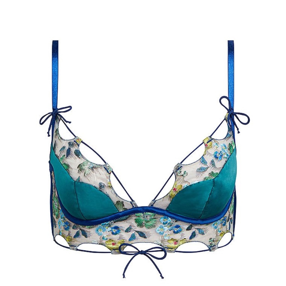 For Love & Lemons Wrap Ikat Embroidered Bralette Size XXS NWT